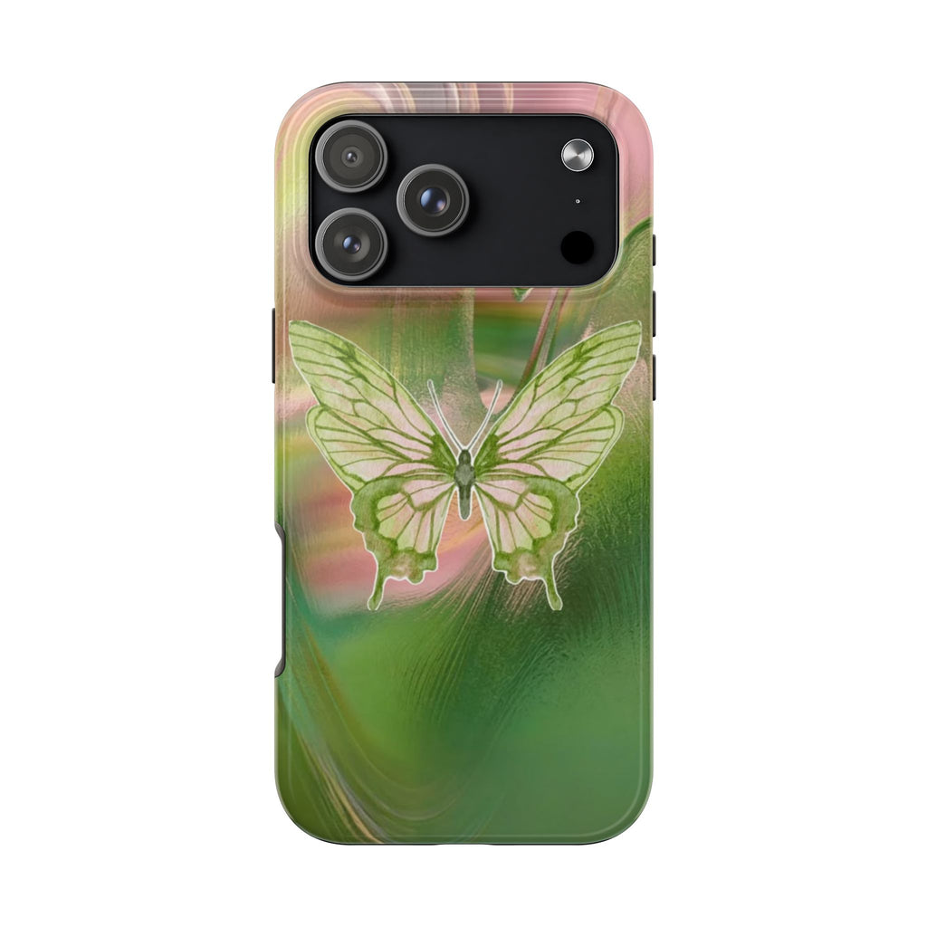 PINK & GREEN SWIRL BUTTERFLY PHONE CASE