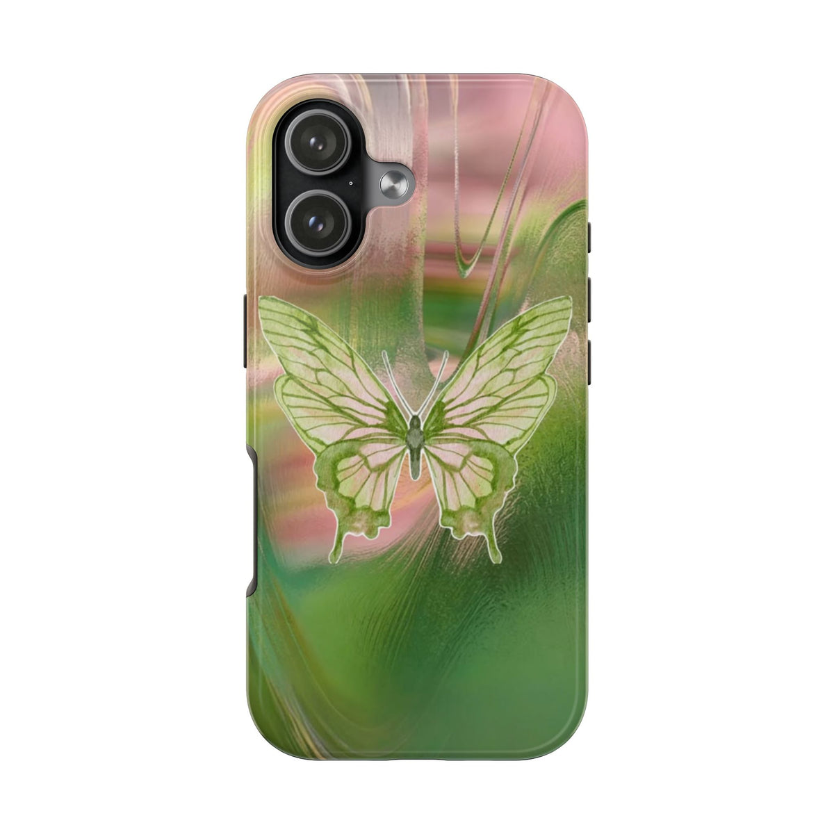 PINK & GREEN SWIRL BUTTERFLY PHONE CASE