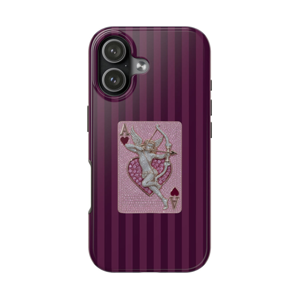 MAROON STRIPES CUPID ACE PHONE CASE