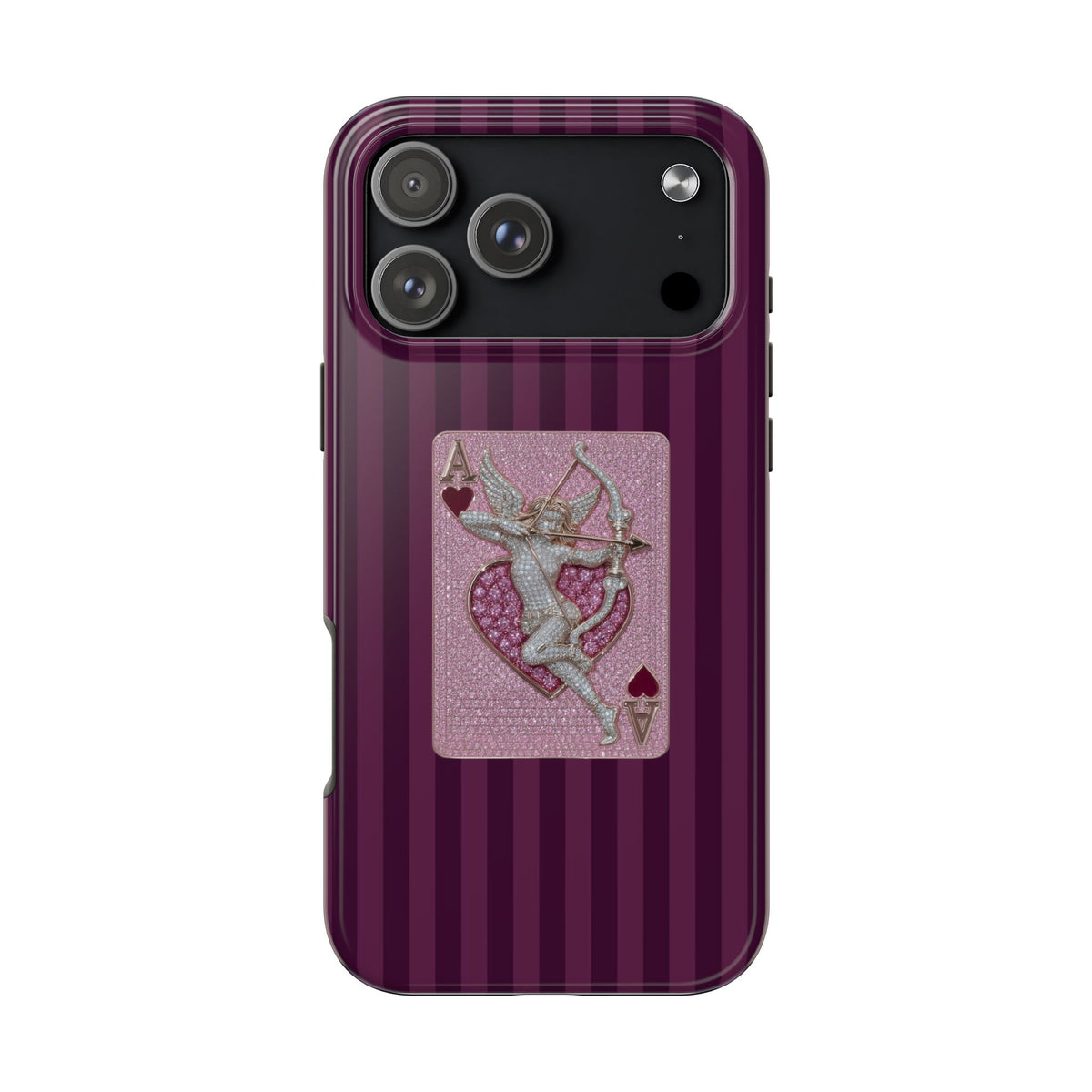 MAROON STRIPES CUPID ACE PHONE CASE