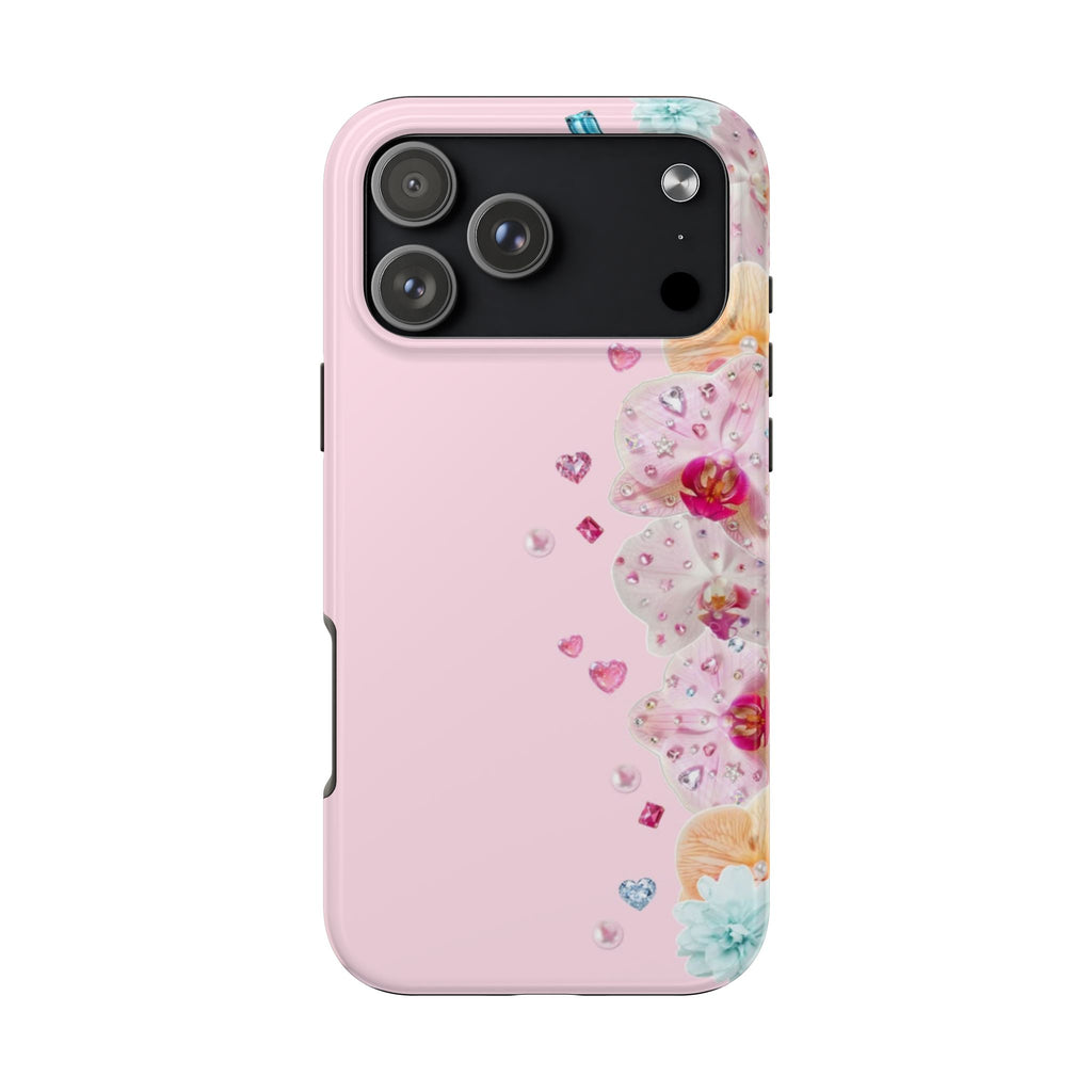 PINK BEADED BLOOMS PHONE CASE