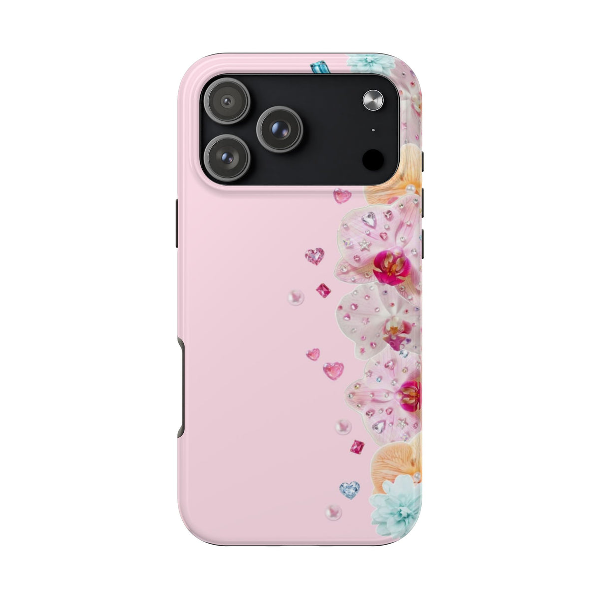 PINK BEADED BLOOMS PHONE CASE