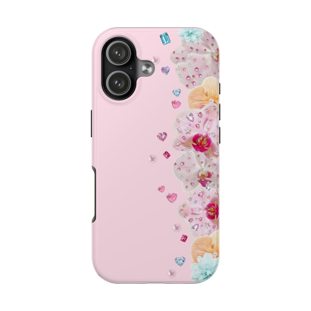 PINK BEADED BLOOMS PHONE CASE