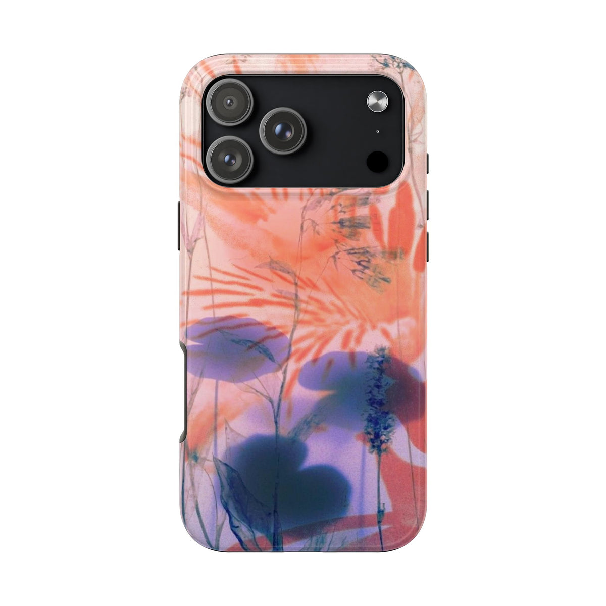 NAVY BLUE PETALS ORANGE FLORAL PHONE CASE