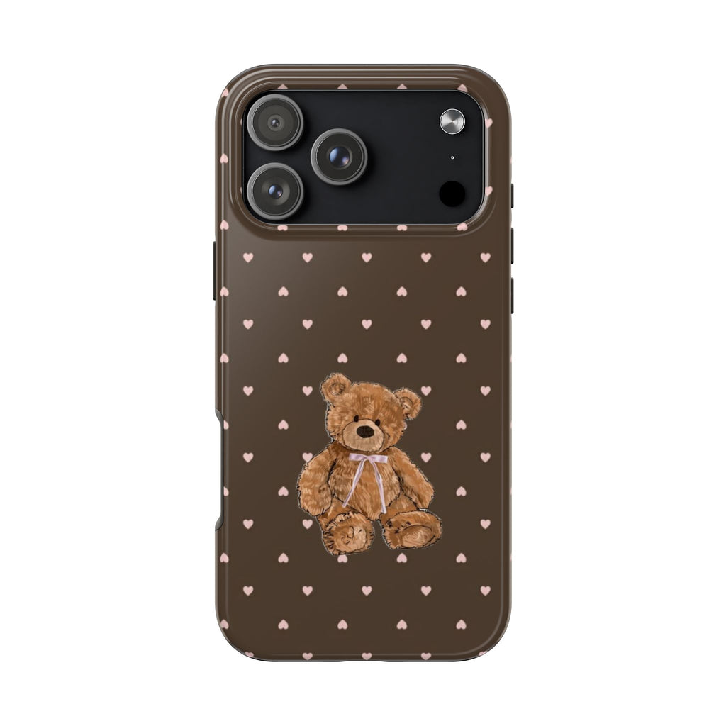BROWN HEARTS TEDDY BEAR PHONE CASE