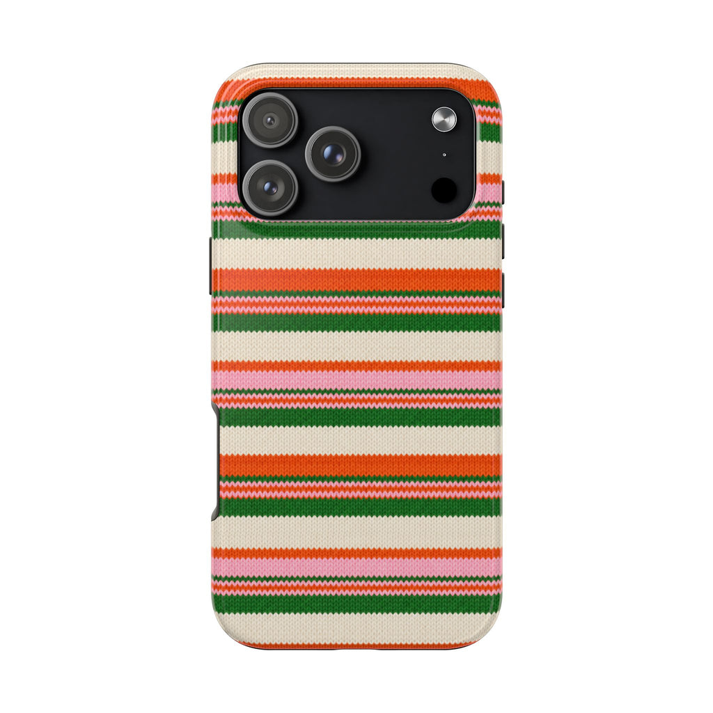 PINK CLEMENTINE STRIPES PHONE CASE