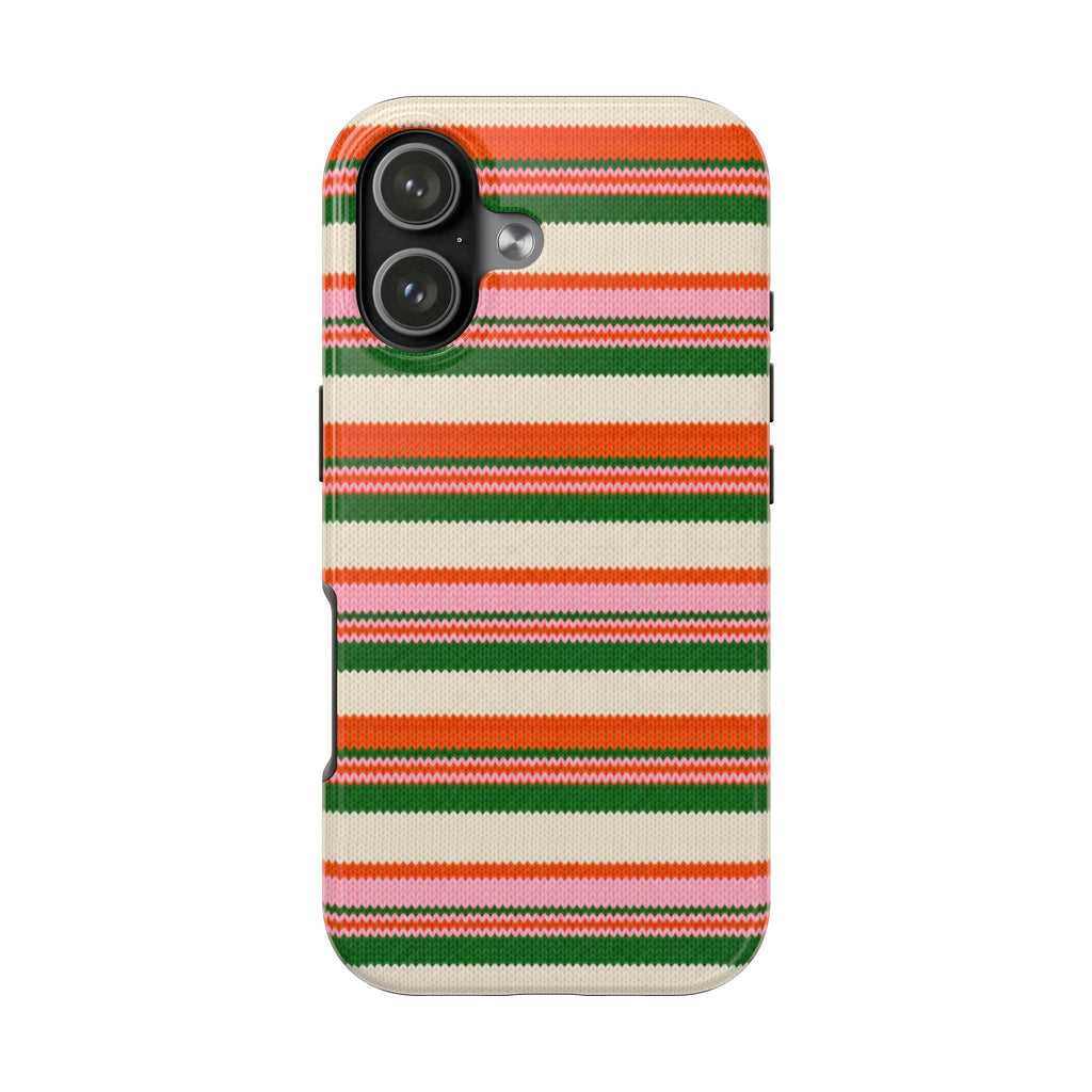PINK CLEMENTINE STRIPES PHONE CASE