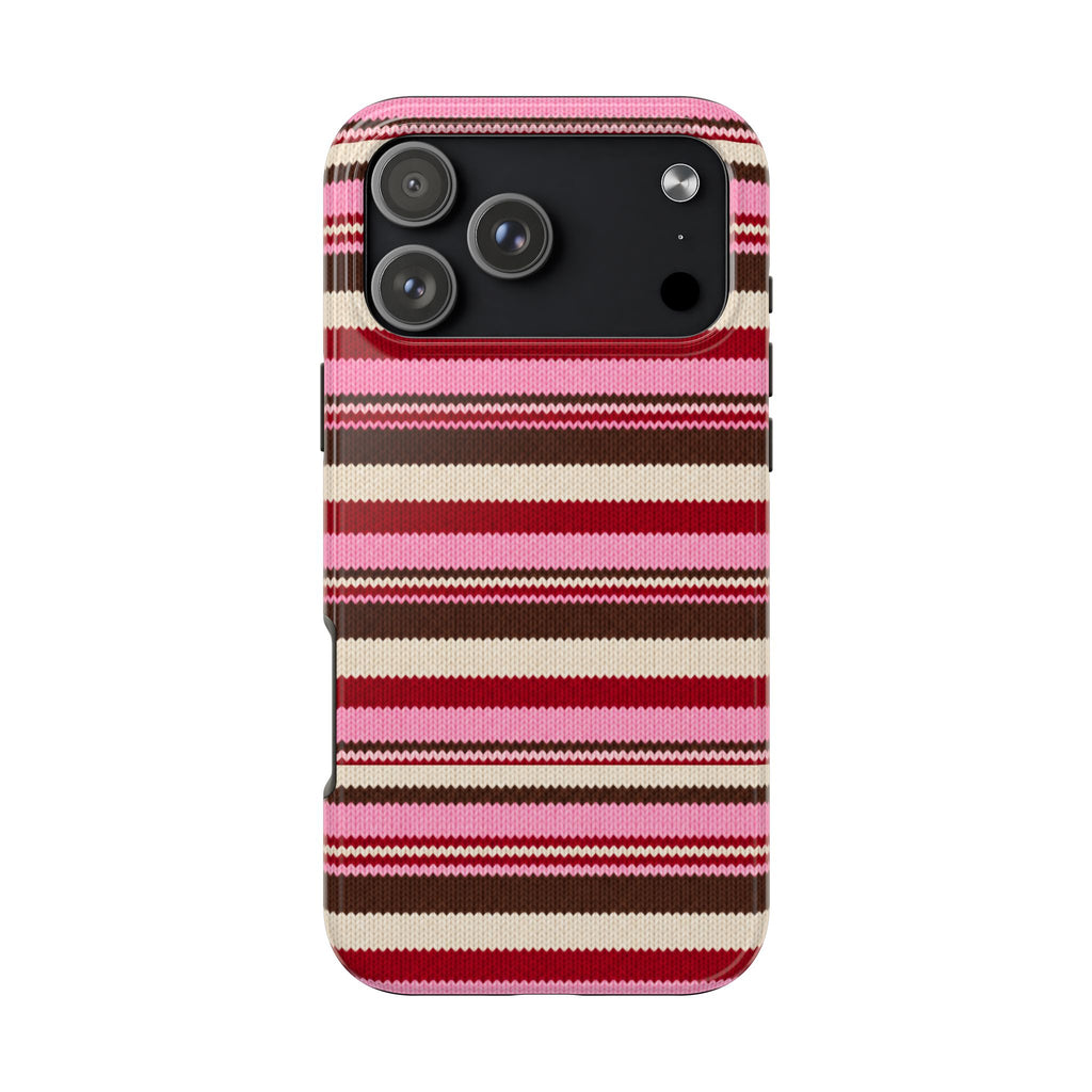 CHERRY TRUFFLE STRIPES PHONE CASE