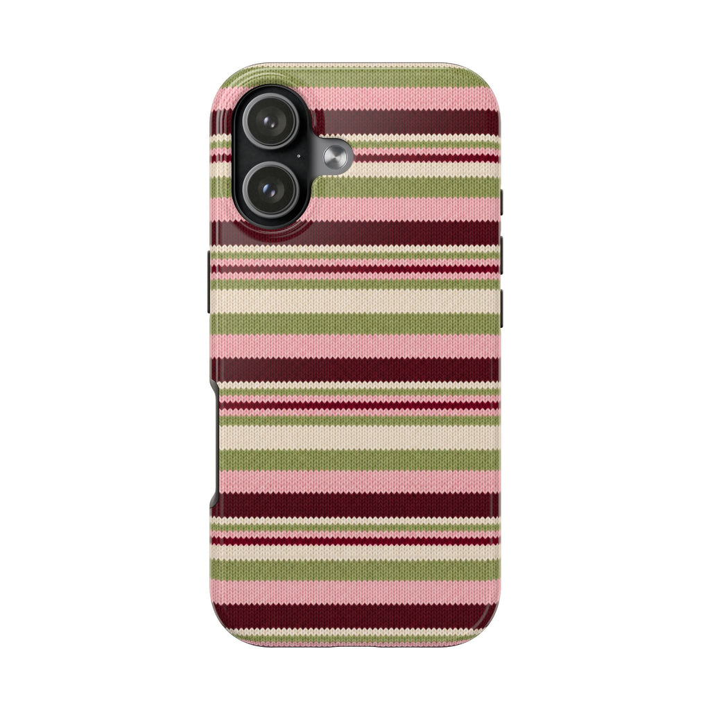 PISTACHIO CHERRY STRIPES PHONE CASE