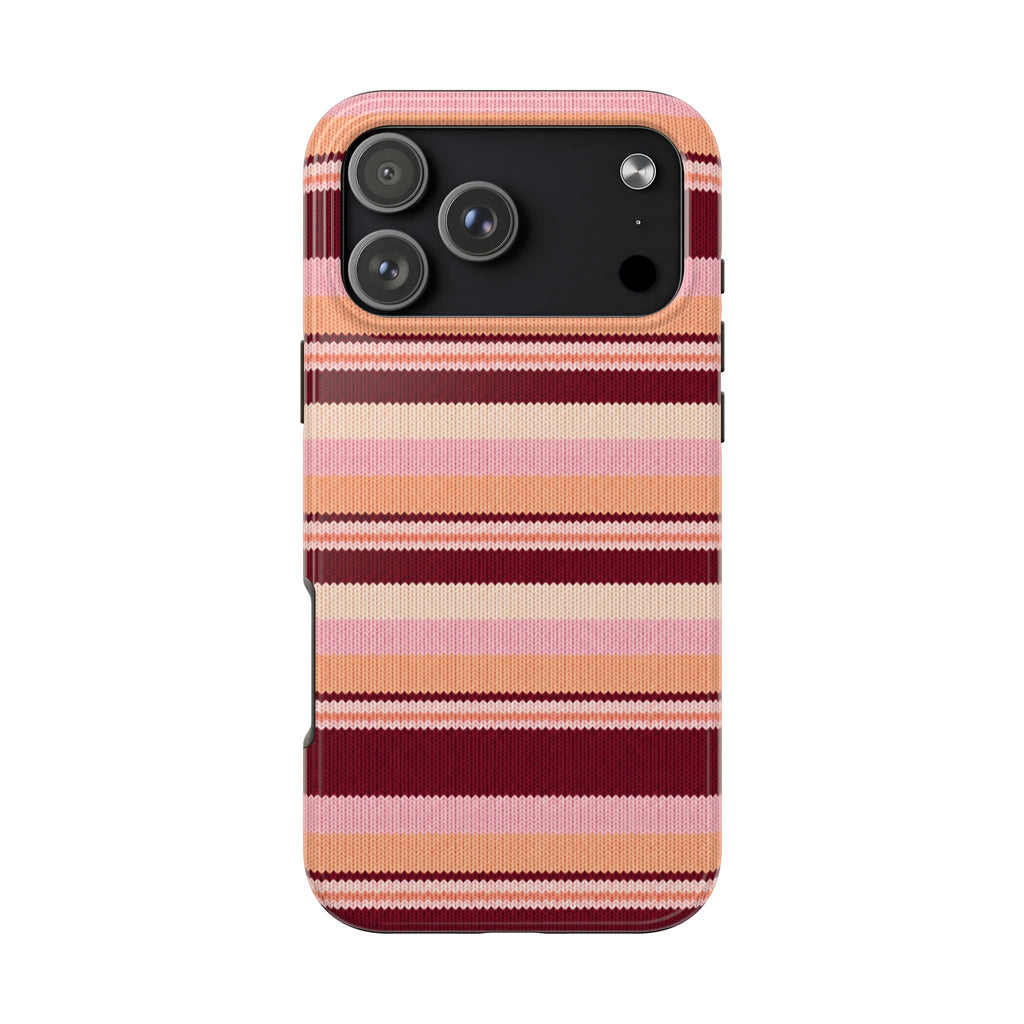 PEACH MERLOT STRIPES PHONE CASE