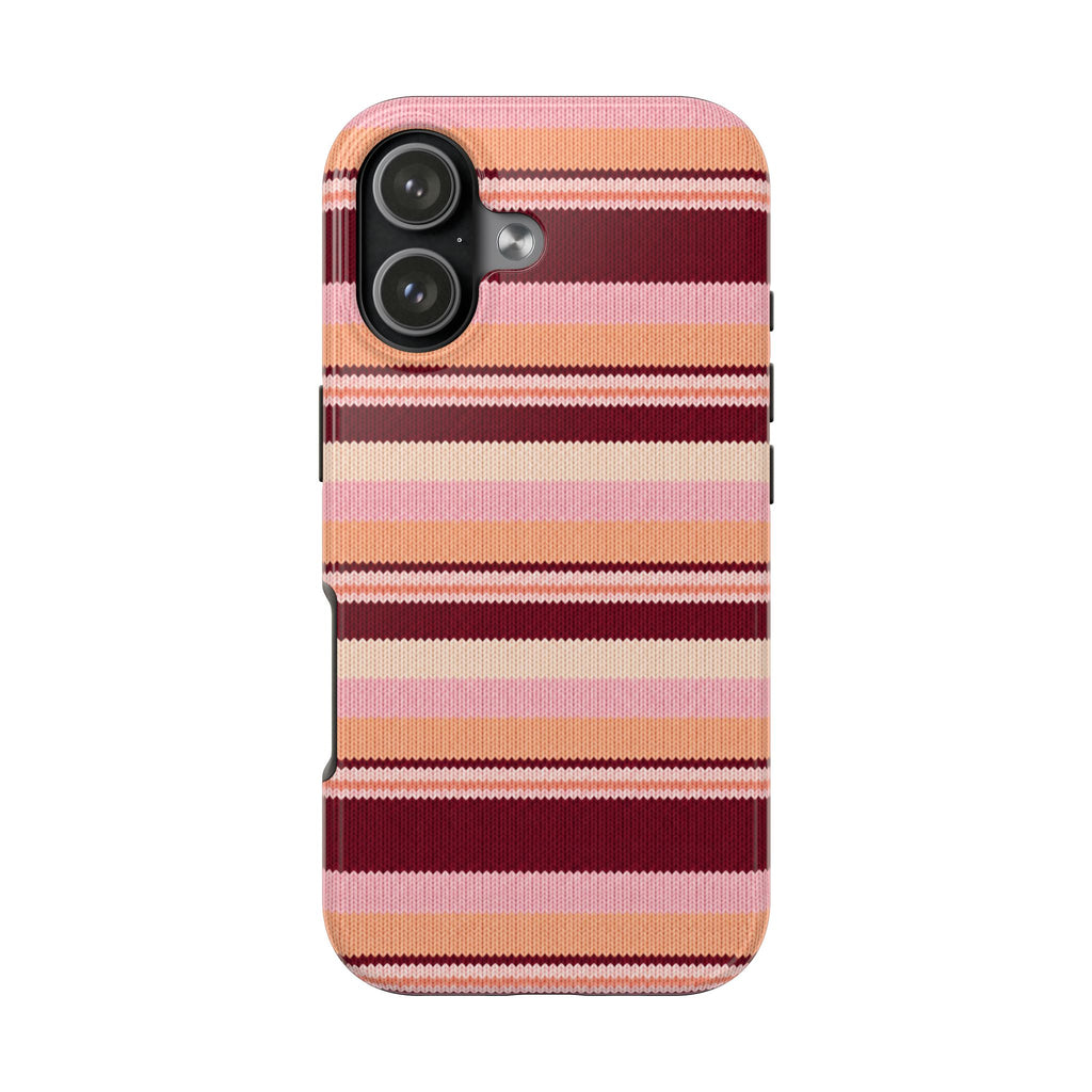 PEACH MERLOT STRIPES PHONE CASE