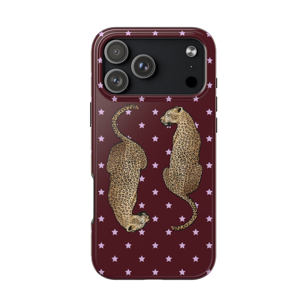 BURGUNDY STARS CHEETAH TWINS PHONE CASE