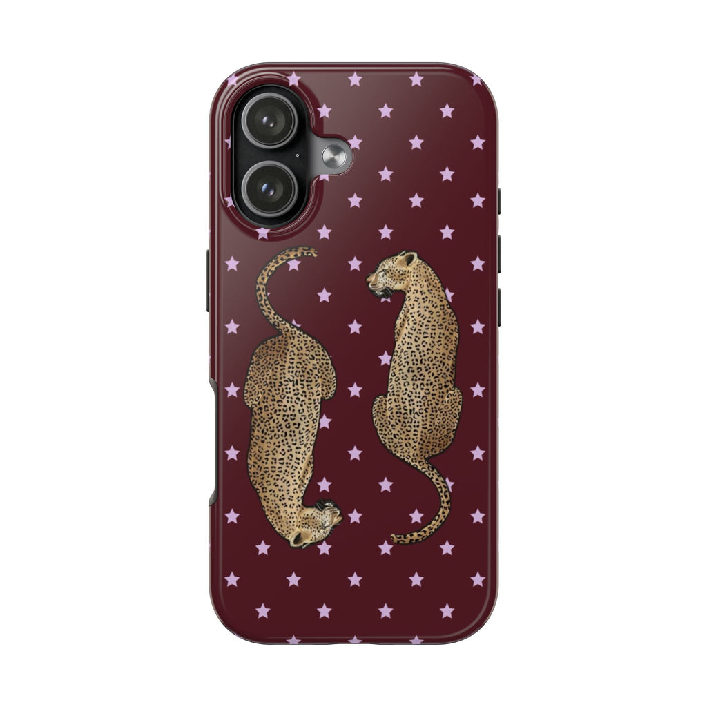 BURGUNDY STARS CHEETAH TWINS PHONE CASE