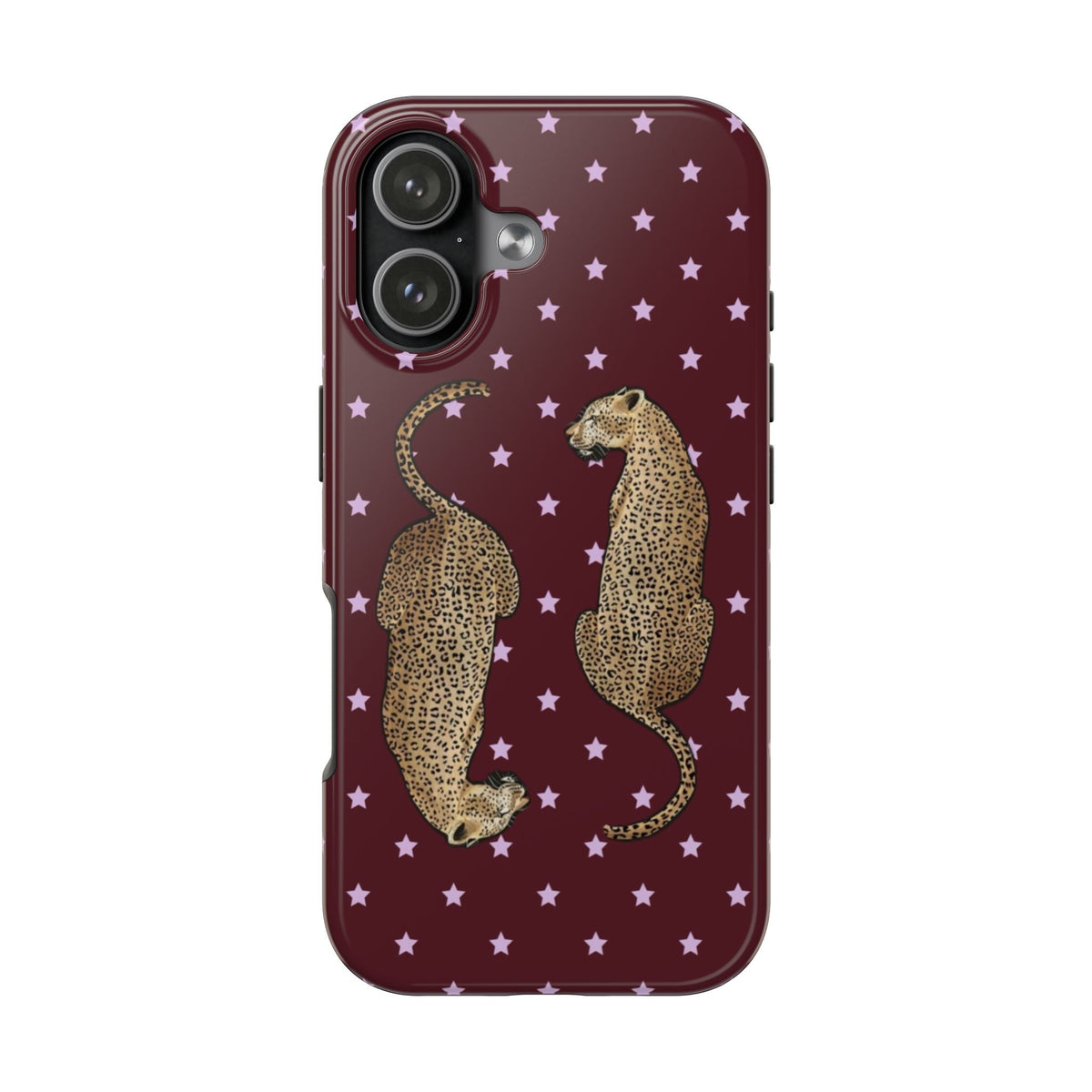 BURGUNDY STARS CHEETAH TWINS PHONE CASE