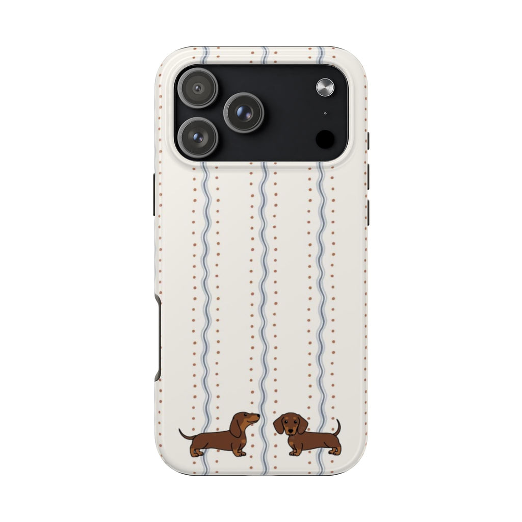 POLKA DOT LINES DACHSHUND PHONE CASE