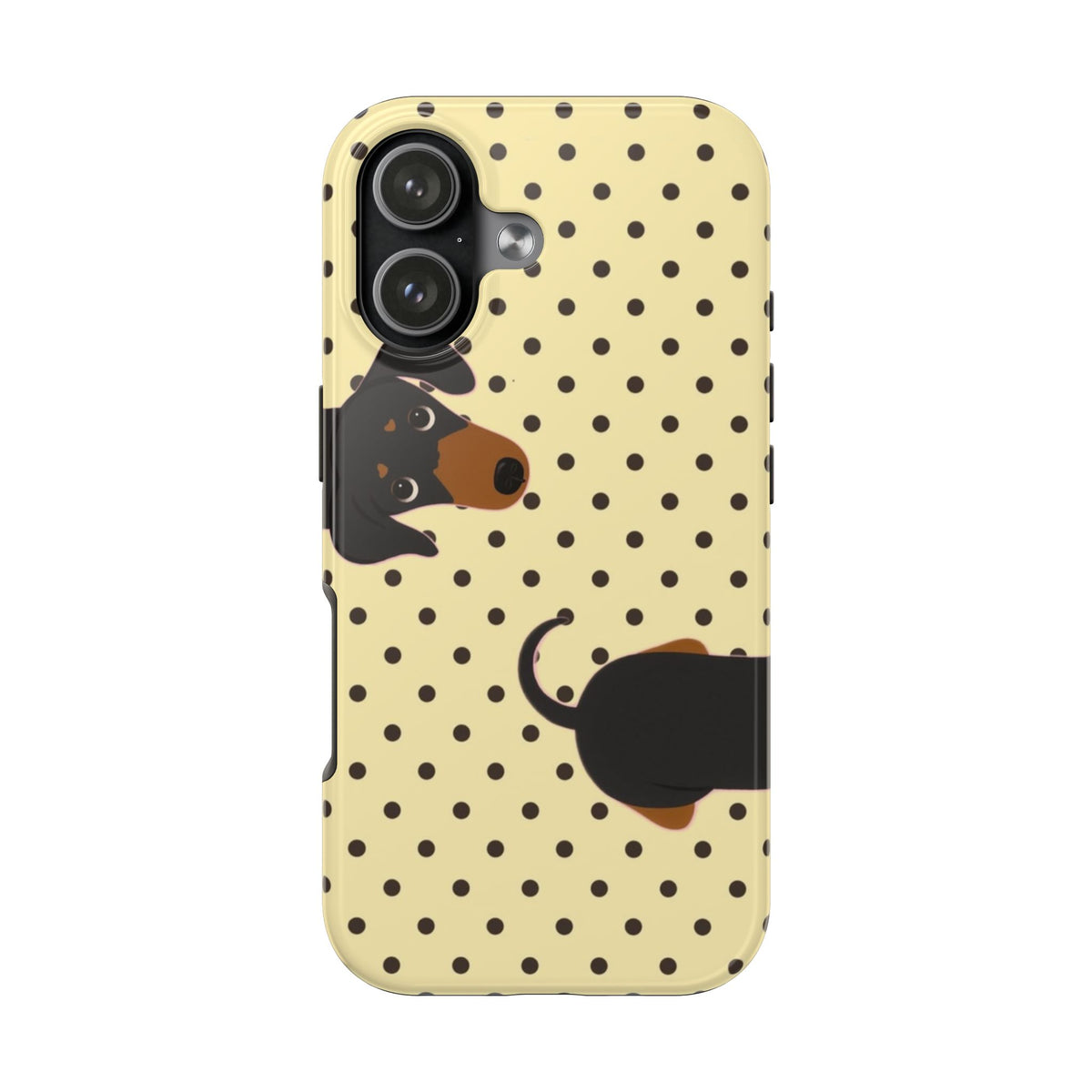 YELLOW POLKA DOTS DACHSHUND PHONE CASE