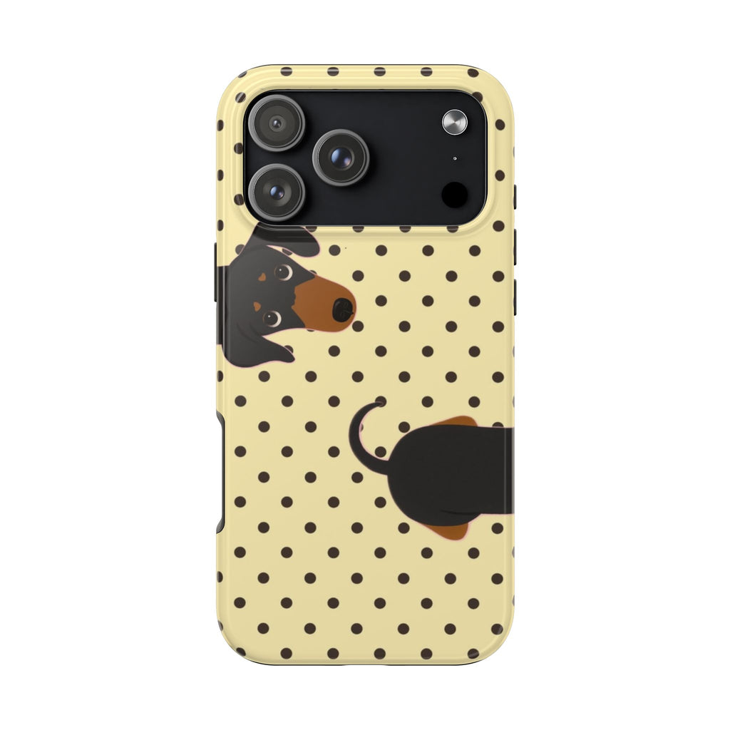 YELLOW POLKA DOTS DACHSHUND PHONE CASE