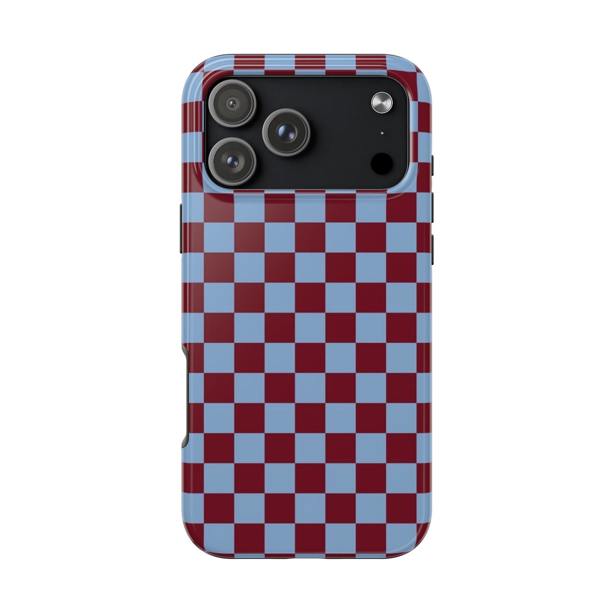 GLACIER BLUE BURGUNDY CHECKERED PHONE CASE