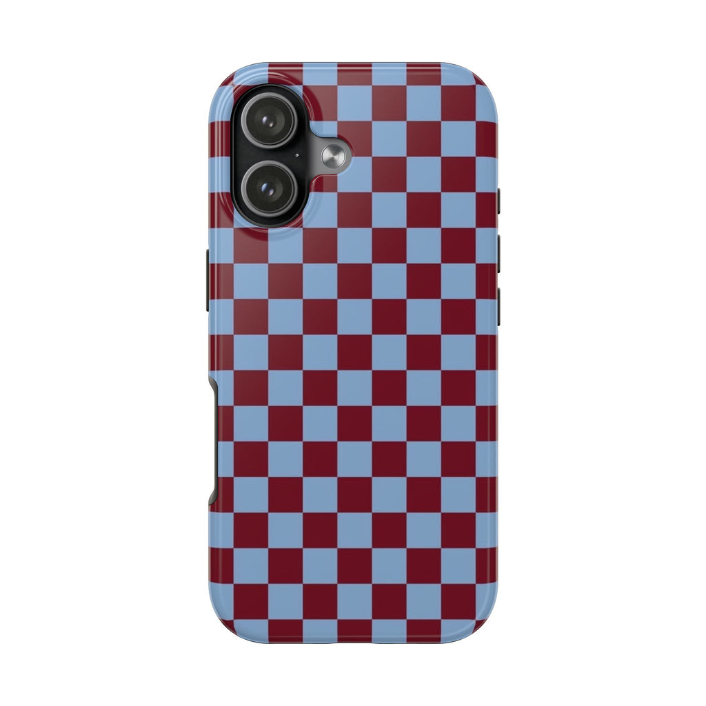 GLACIER BLUE BURGUNDY CHECKERED PHONE CASE