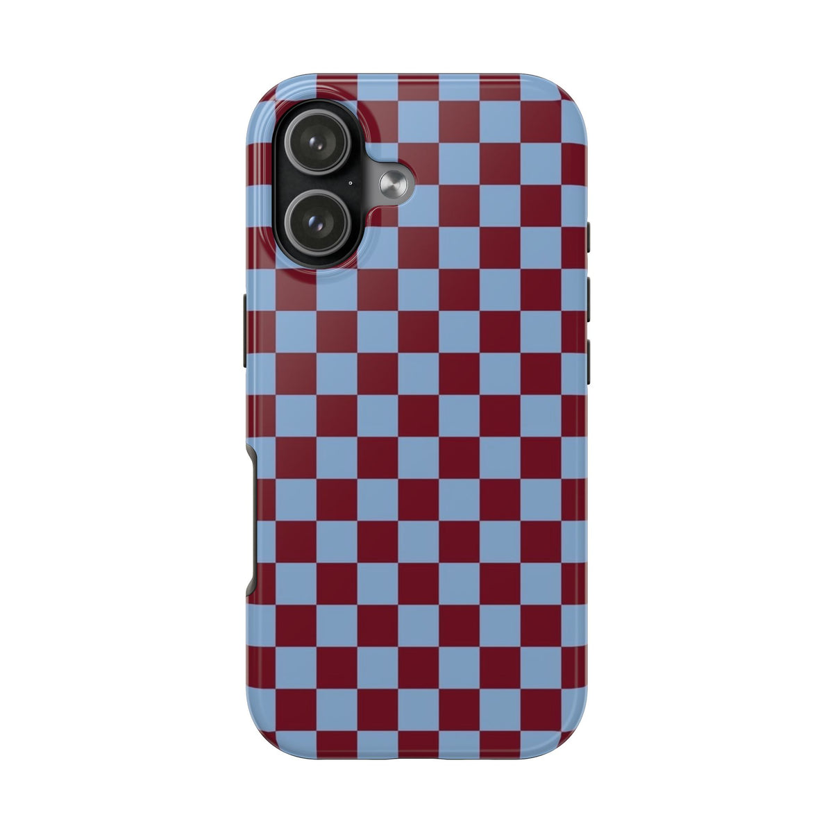 GLACIER BLUE BURGUNDY CHECKERED PHONE CASE