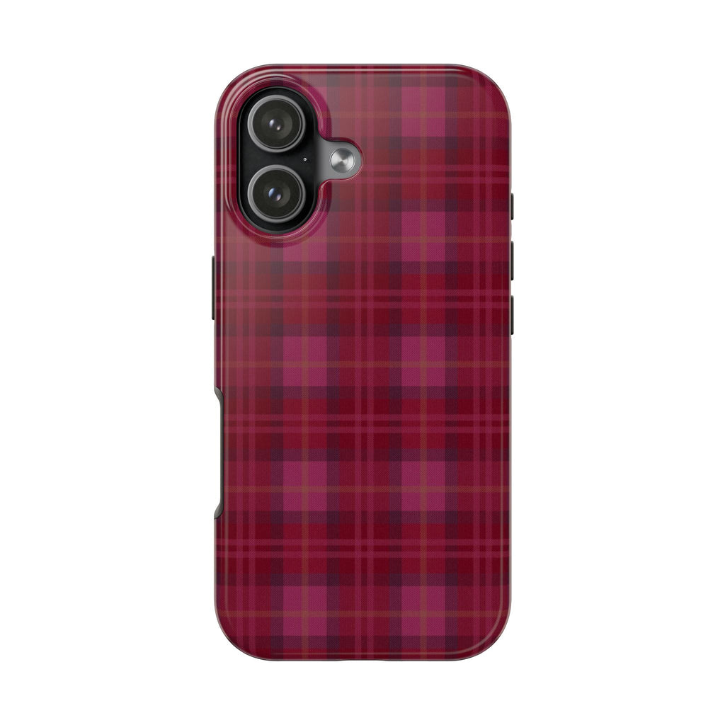 SCARLET RED BURGUNDY PLAID PHONE CASE