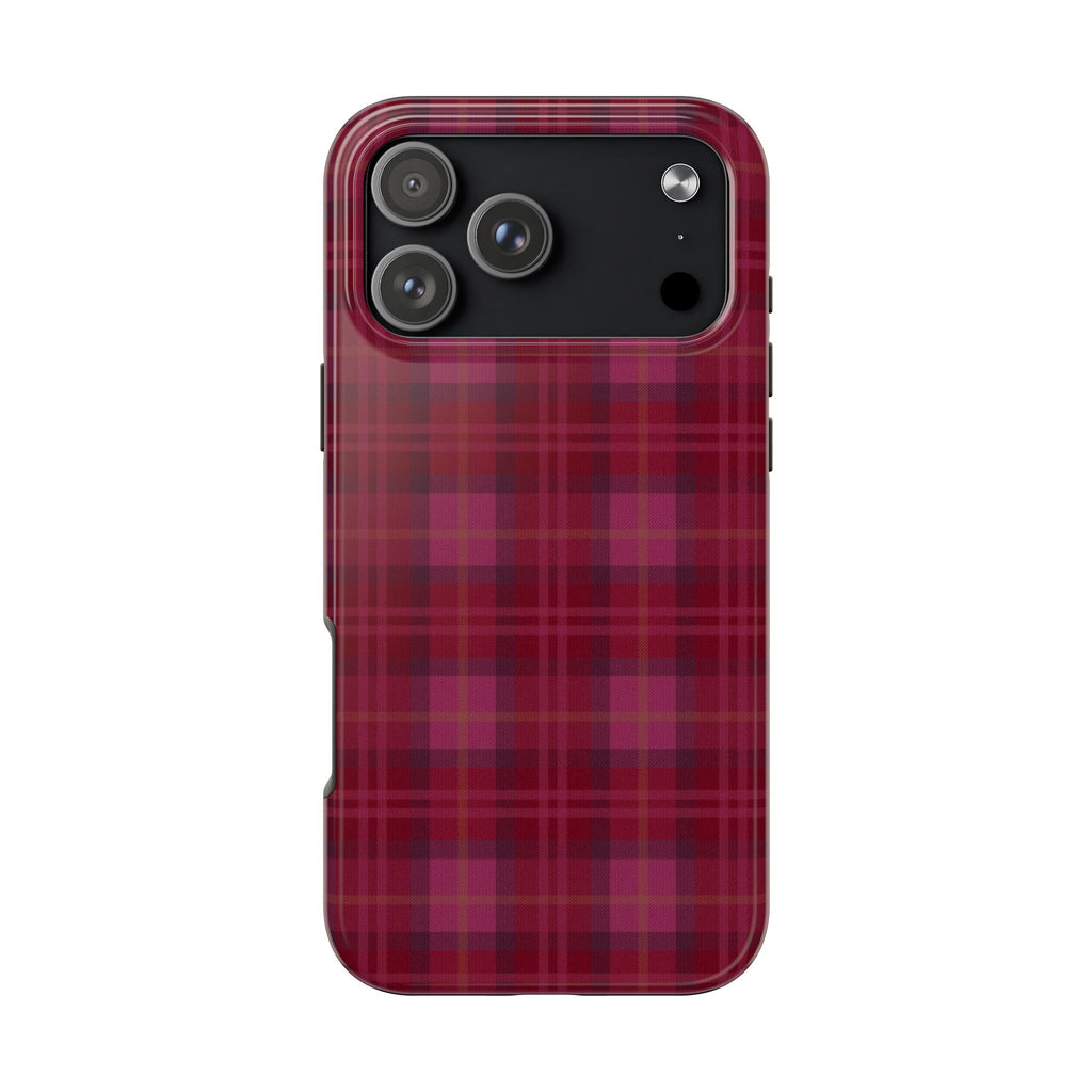 SCARLET RED BURGUNDY PLAID PHONE CASE