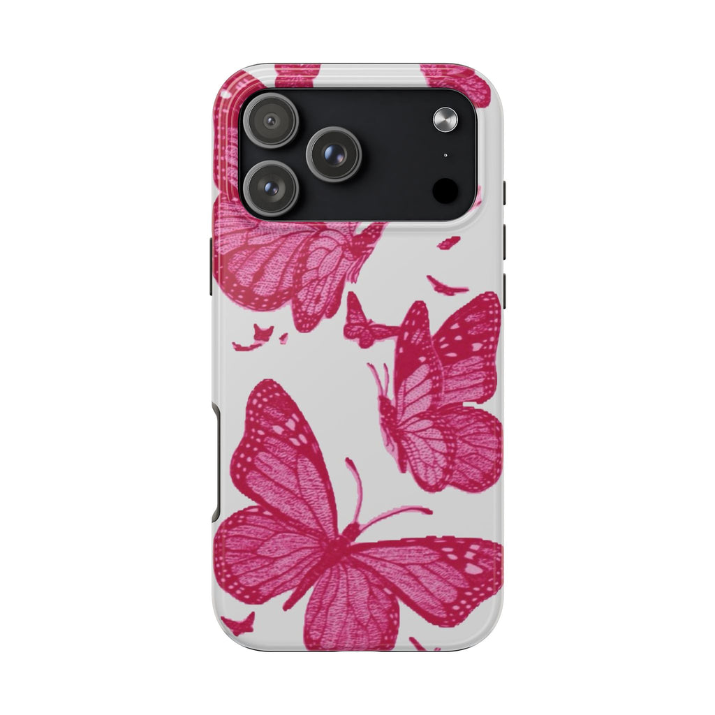 IVORY & BURGUNDY BUTTERFLIES PHONE CASE