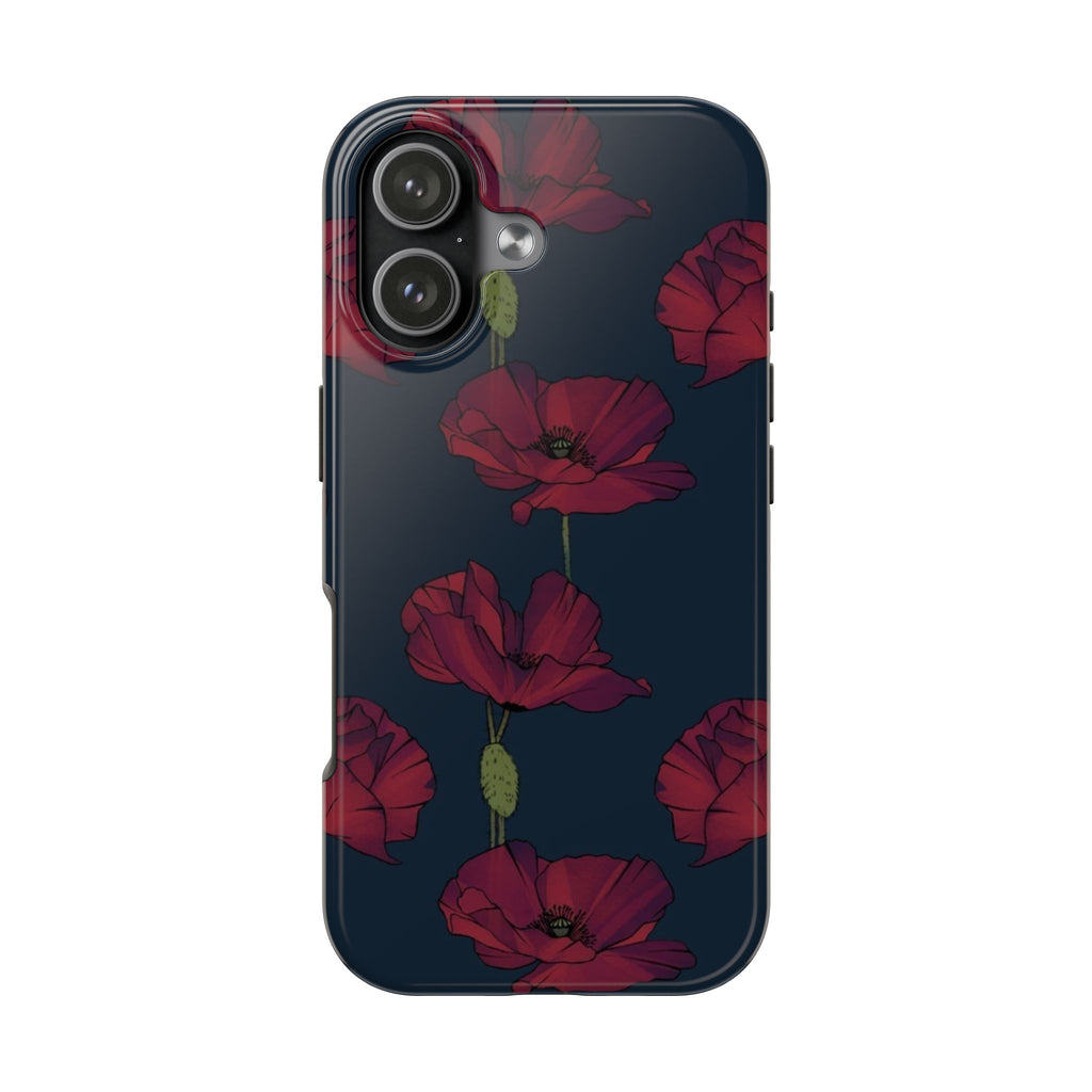 MIDNIGHT BURGUNDY WILDFLOWERS PHONE CASE