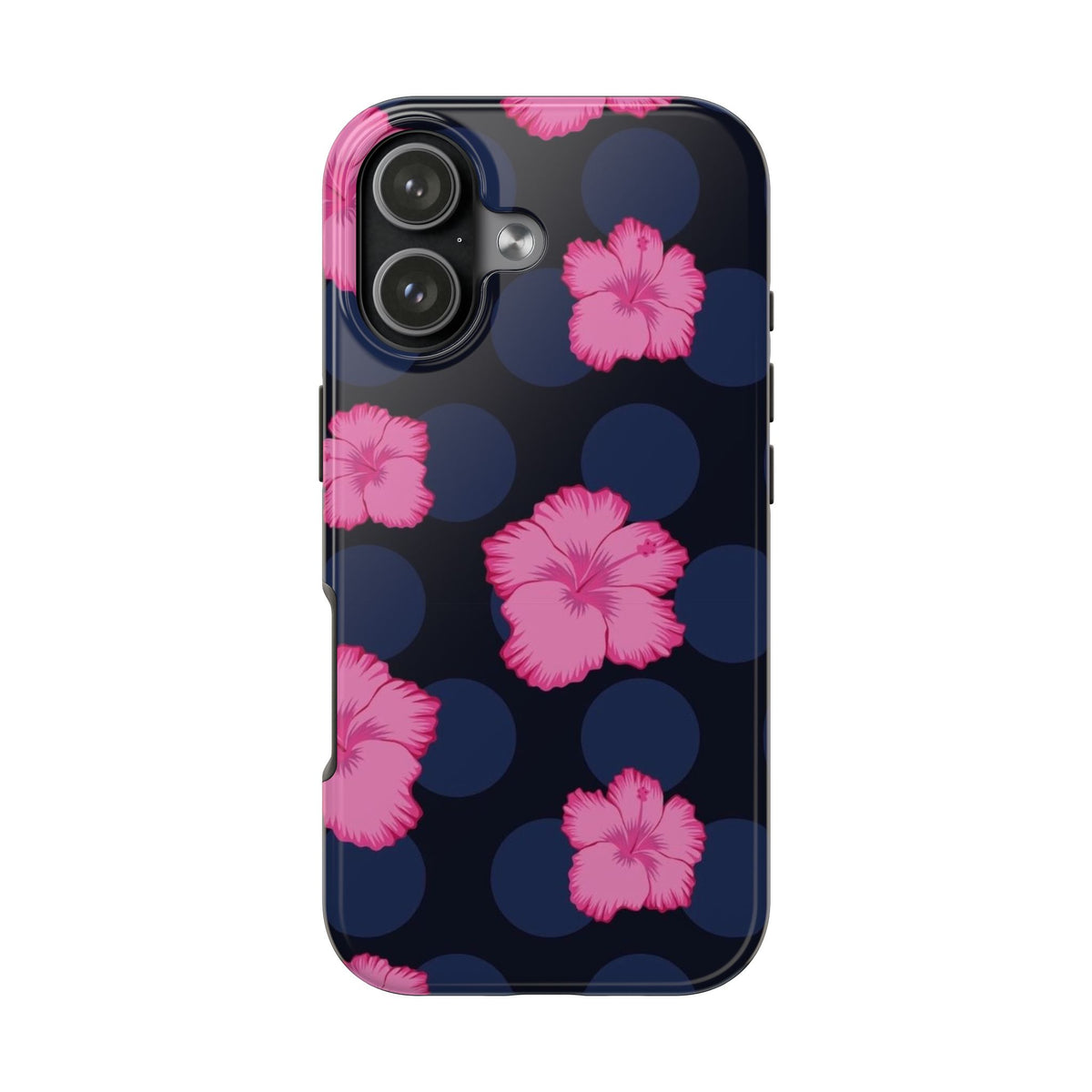NAVY POLKA DOTS HIBISCUS PHONE CASE