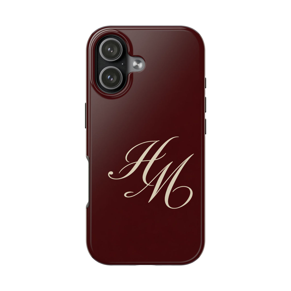 PERSONALIZED BURGUNDY INITIALS CUSTOM PHONE CASE