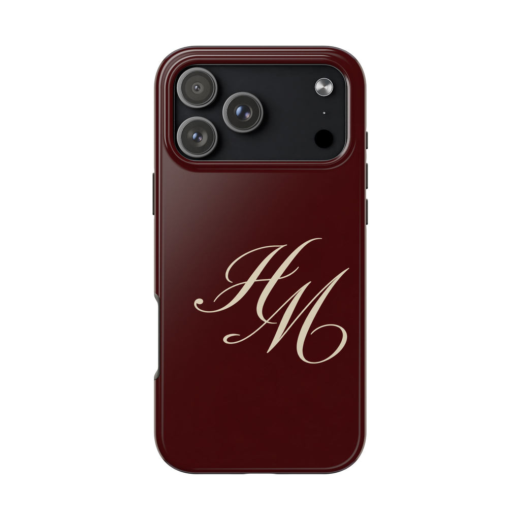 PERSONALIZED BURGUNDY INITIALS CUSTOM PHONE CASE