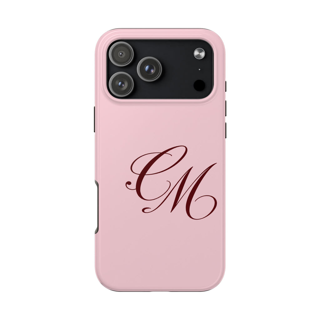 PERSONALIZED PINK & BURGUNDY INITIALS CUSTOM PHONE CASE