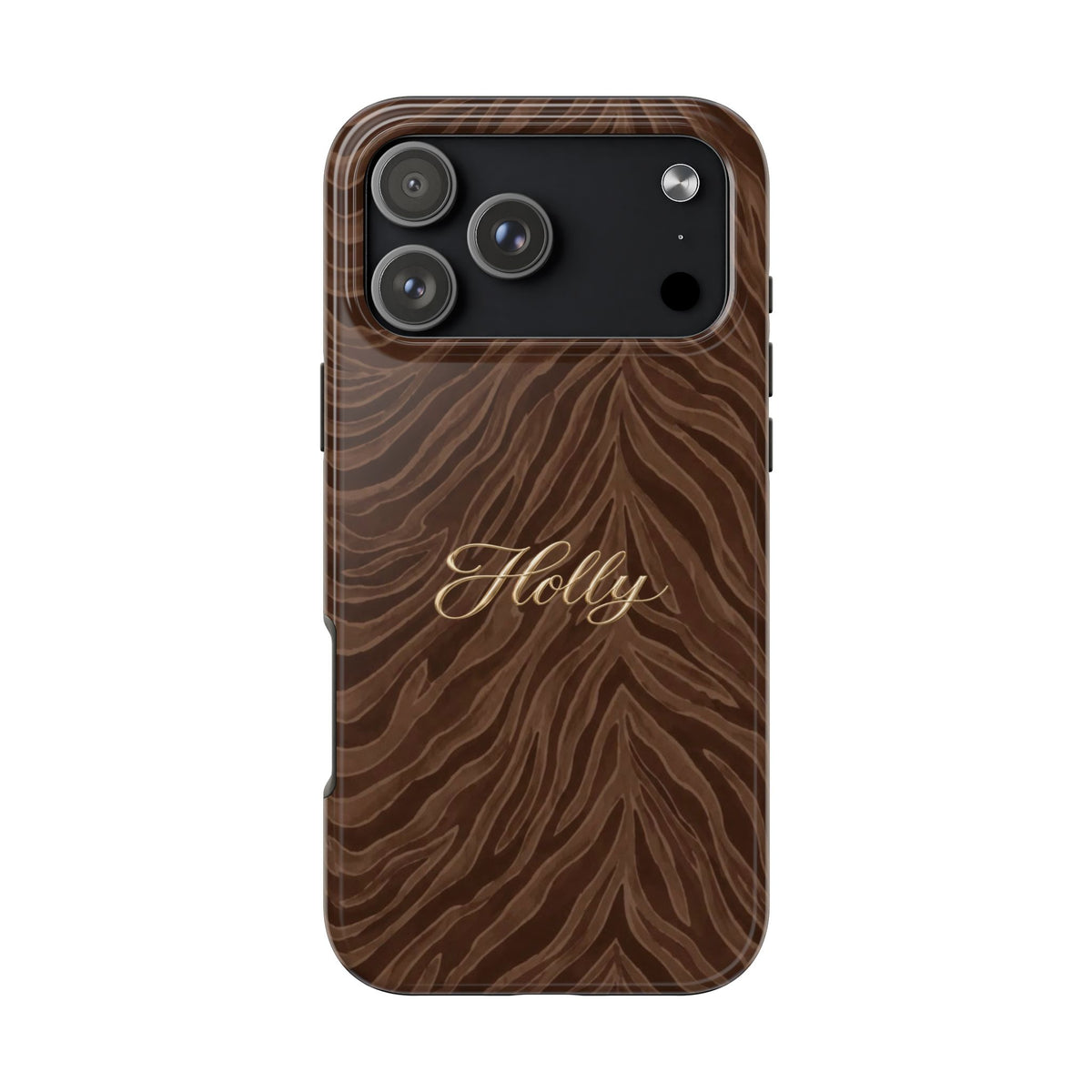 PERSONALIZED BROWN ZEBRA GOLD CUSTOM NAME PHONE CASE