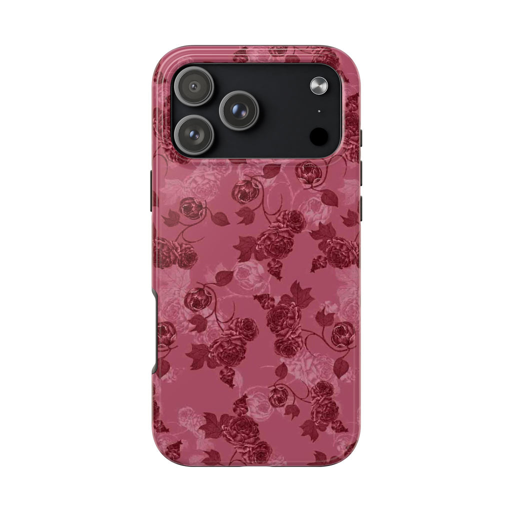 DUSTY ROSE BURGUNDY ROSES PHONE CASE