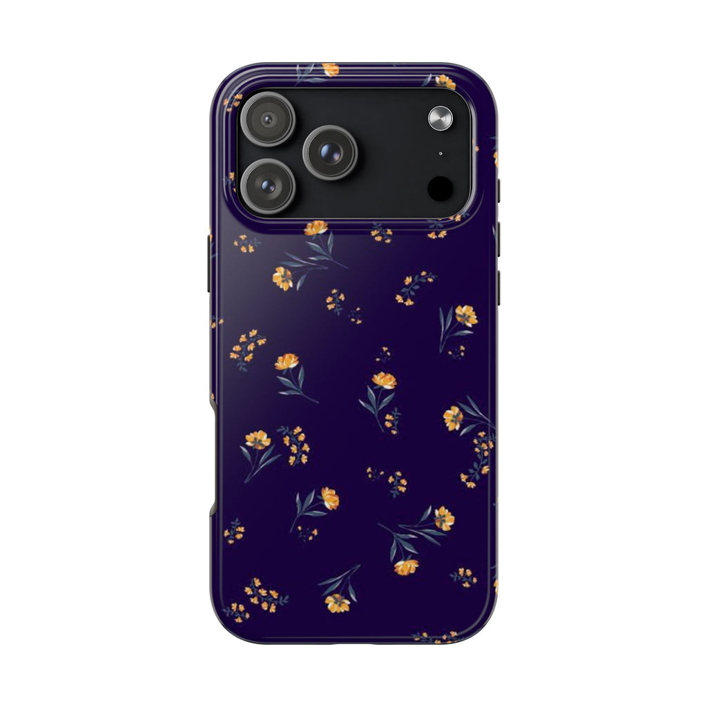 NAVY BLUE LEMON FLORAL PHONE CASE