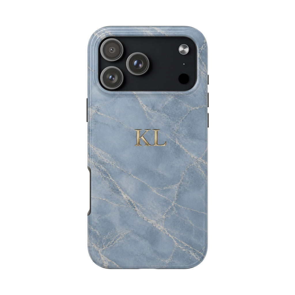 PERSONALIZED GLACIER BLUE STONE CUSTOM INITIALS NAME PHONE CASE