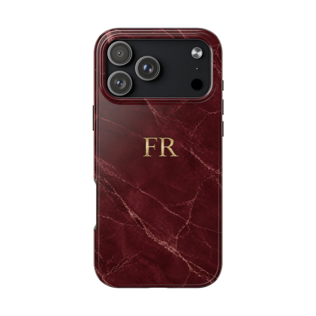PERSONALIZED BURGUNDY STONE CUSTOM INITIALS NAME PHONE CASE