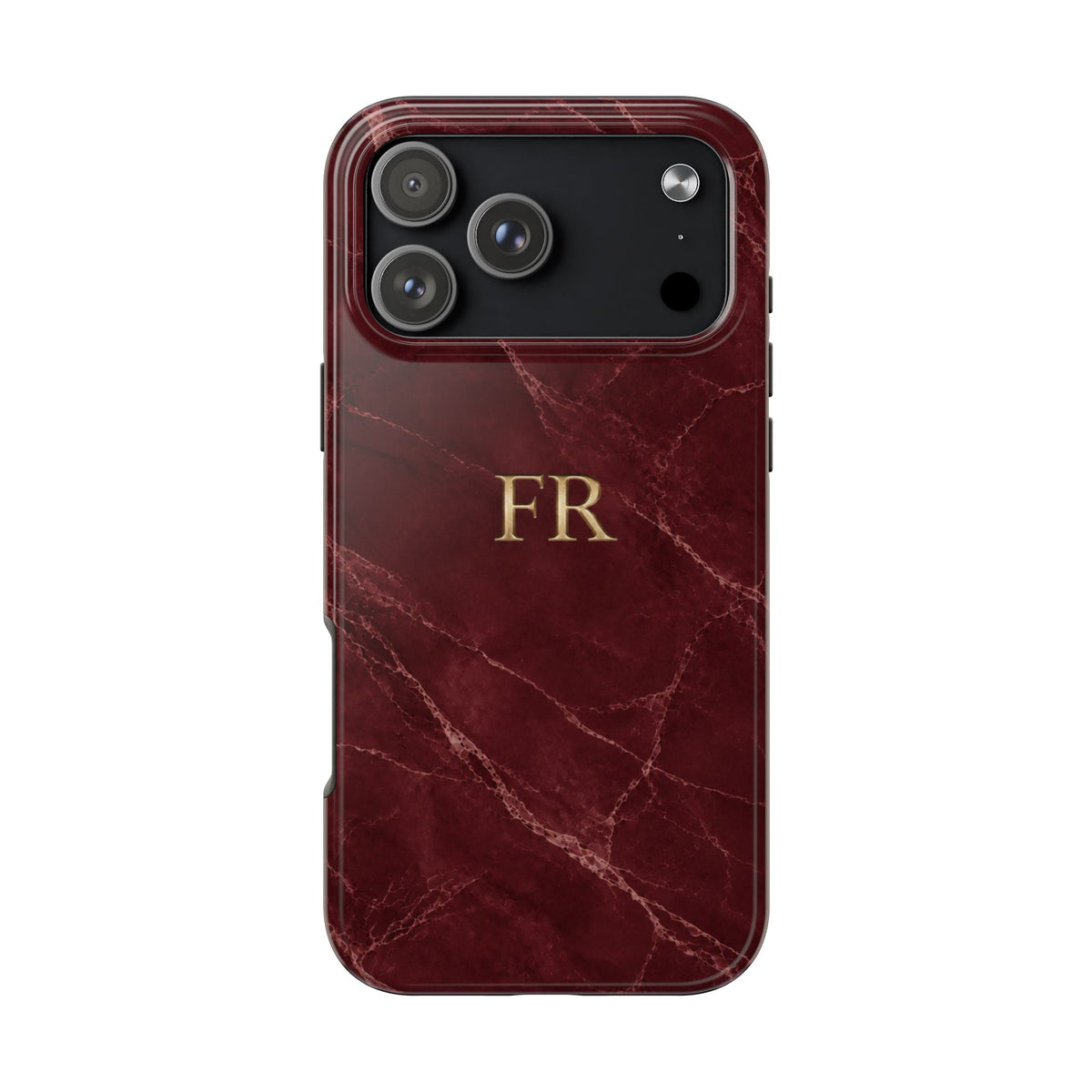 PERSONALIZED BURGUNDY STONE CUSTOM INITIALS NAME PHONE CASE