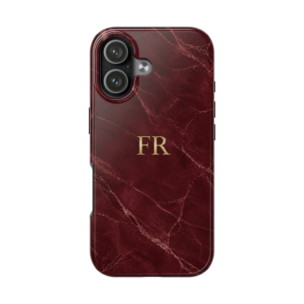PERSONALIZED BURGUNDY STONE CUSTOM INITIALS NAME PHONE CASE