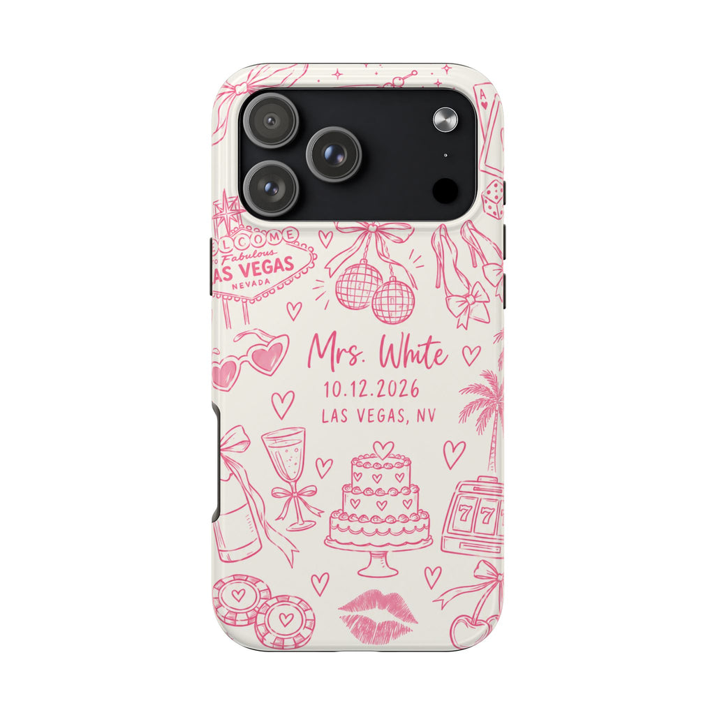 PERSONALIZED PINK VEGAS BRIDAL CUSTOM NAME BACHELORETTE WEDDING PHONE CASE
