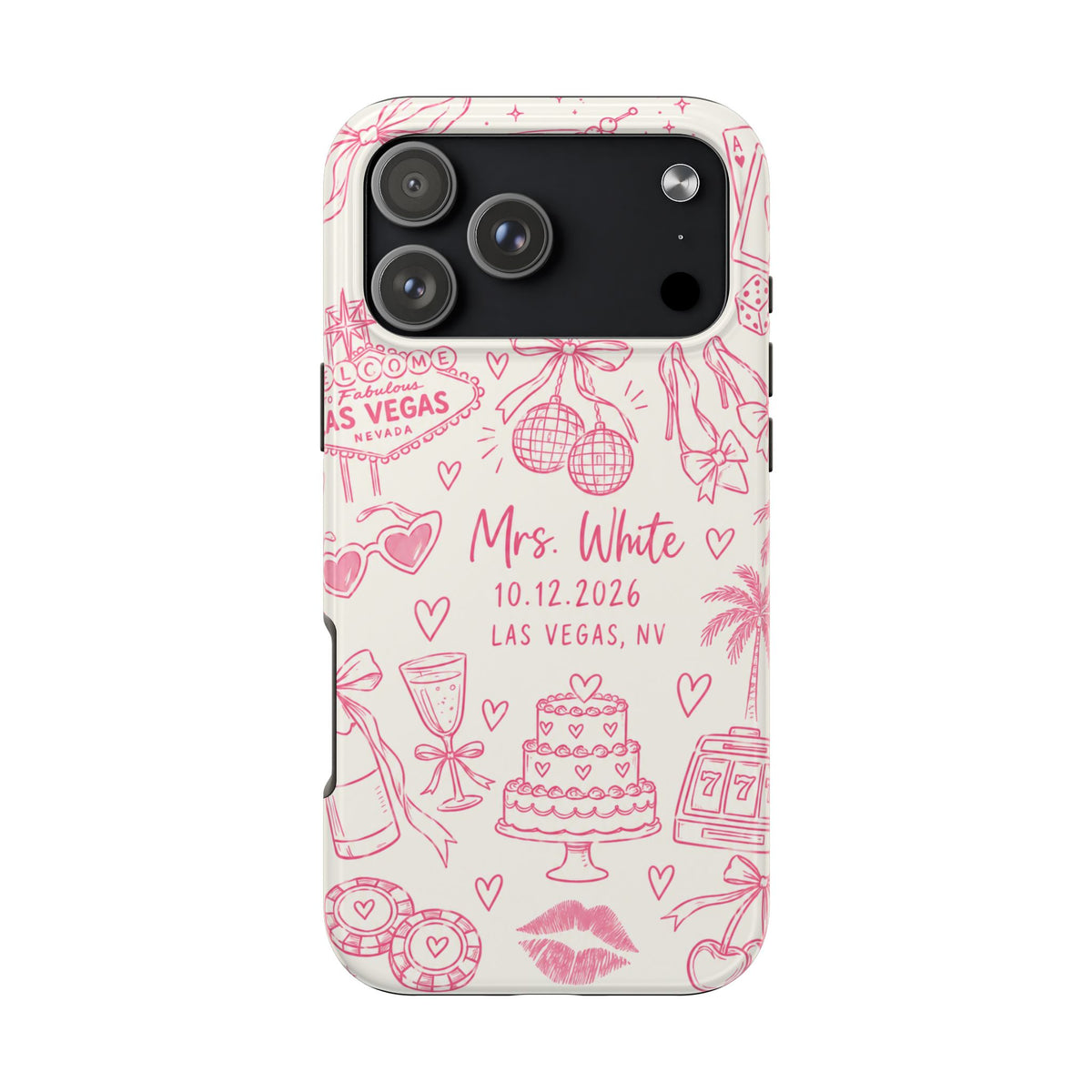 PERSONALIZED PINK VEGAS BRIDAL CUSTOM NAME BACHELORETTE WEDDING PHONE CASE