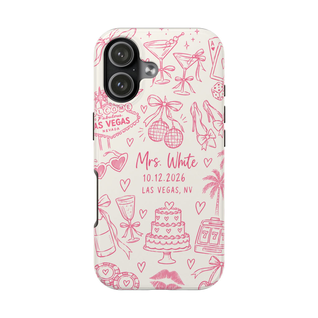 PERSONALIZED PINK VEGAS BRIDAL CUSTOM NAME BACHELORETTE WEDDING PHONE CASE