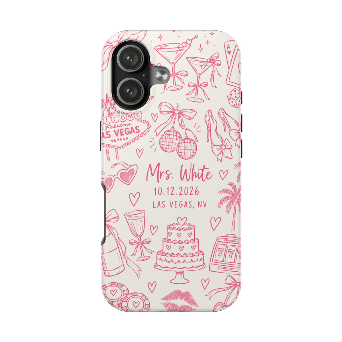PERSONALIZED PINK VEGAS BRIDAL CUSTOM NAME BACHELORETTE WEDDING PHONE CASE