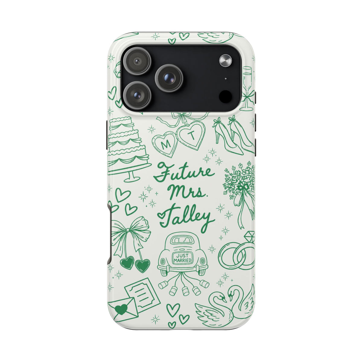 PERSONALIZED IVORY GREEN BRIDAL CUSTOM NAME WEDDING PHONE CASE