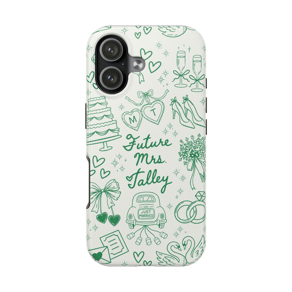 PERSONALIZED IVORY GREEN BRIDAL CUSTOM NAME WEDDING PHONE CASE