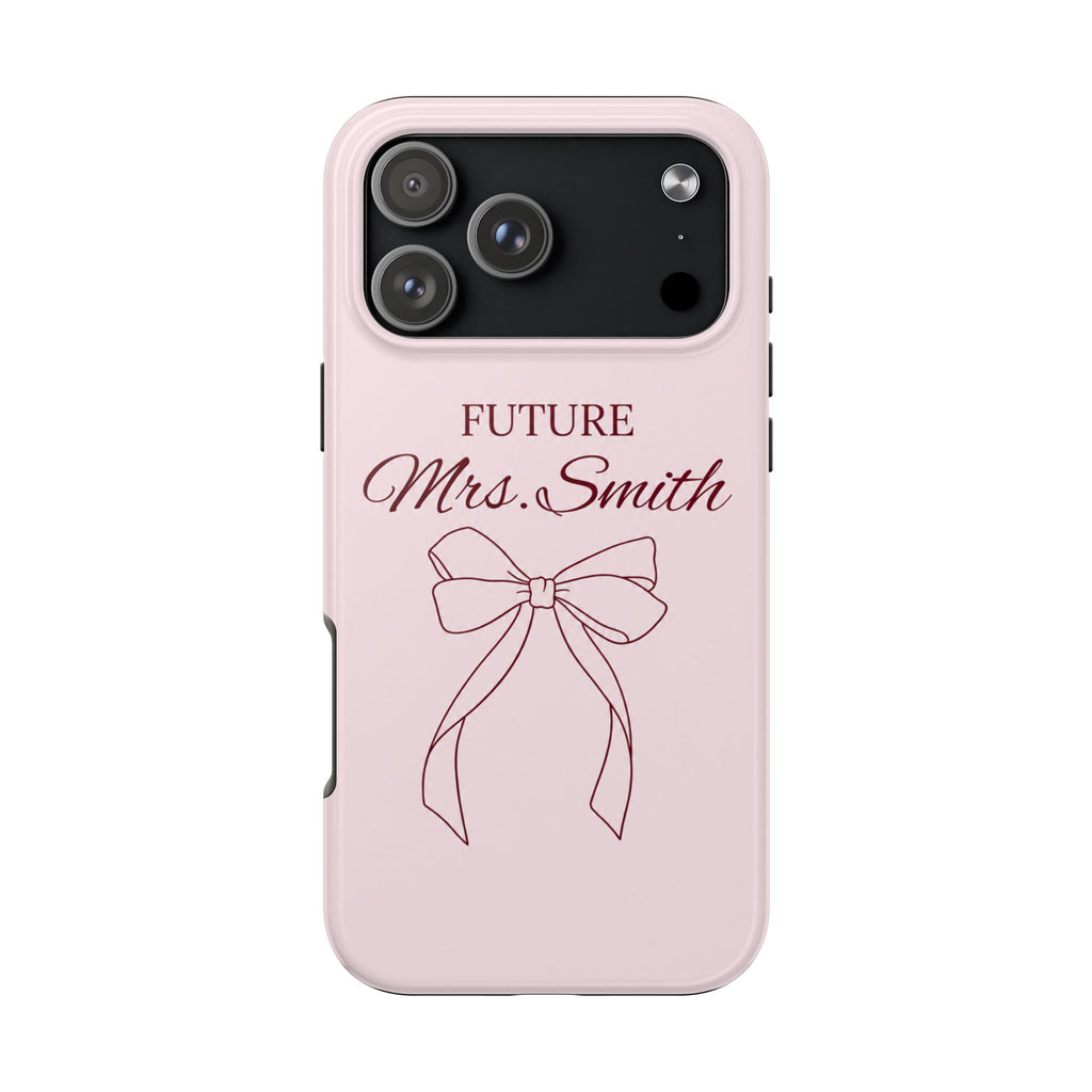 PERSONALIZED PINK FUTURE MRS BRIDAL BOW CUSTOM NAME WEDDING PHONE CASE