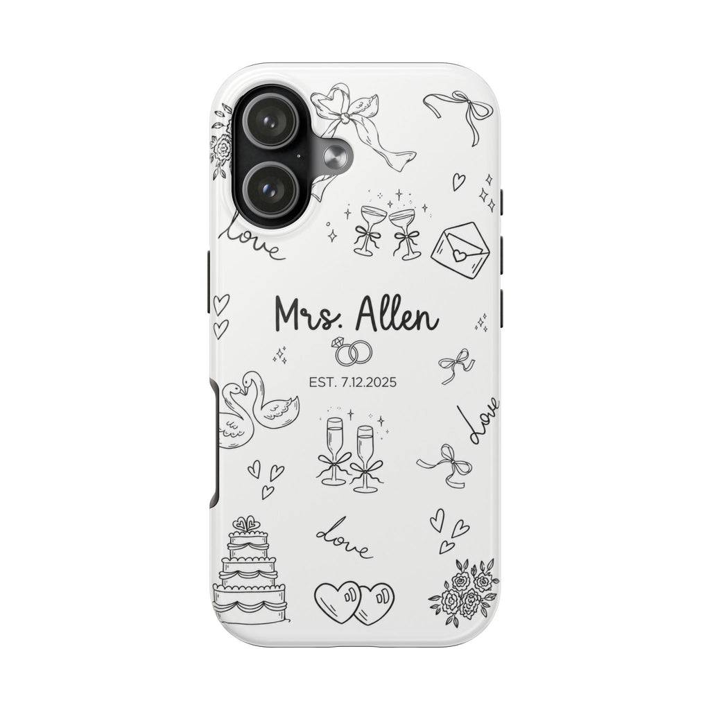 PERSONALIZED BLACK & WHITE MRS BRIDAL CUSTOM NAME WEDDING PHONE CASE