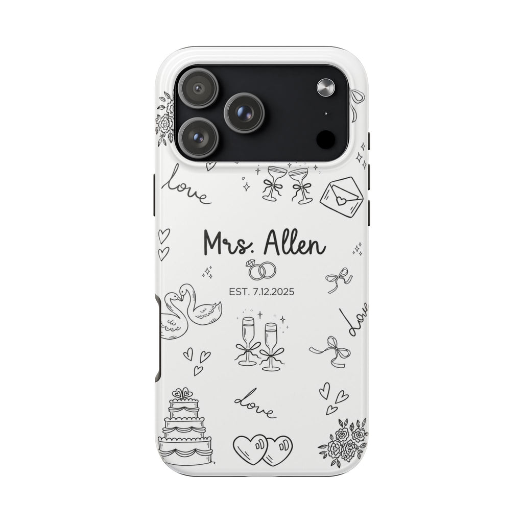 PERSONALIZED BLACK & WHITE MRS BRIDAL CUSTOM NAME WEDDING PHONE CASE