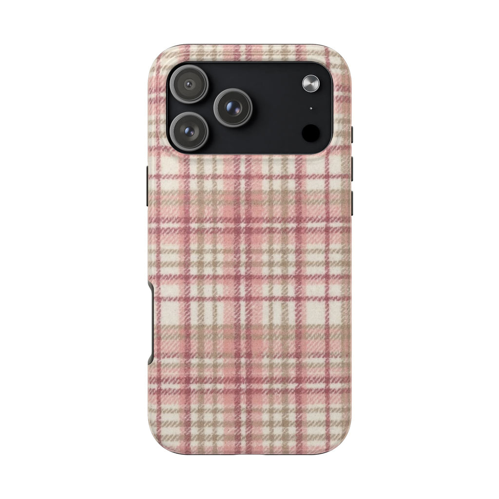 DUSTY ROSE TARTAN PLAID PHONE CASE