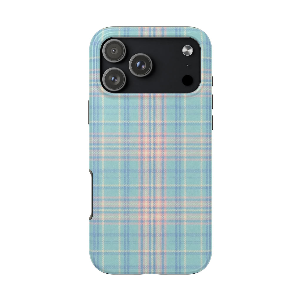PREPPY BLUE TARTAN PLAID PHONE CASE